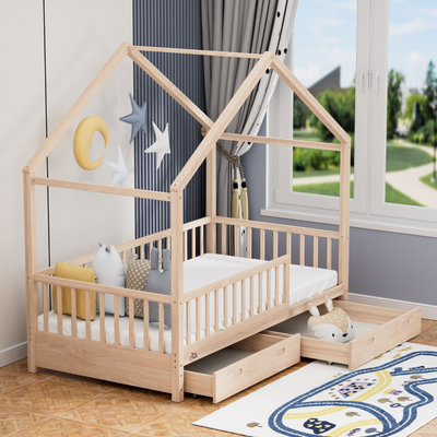 WBB1014 - CAMA MONTESSORI NATURAL GAVETA