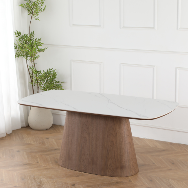 MESA DE COMEDOR WALNUT MARMOLIZADA