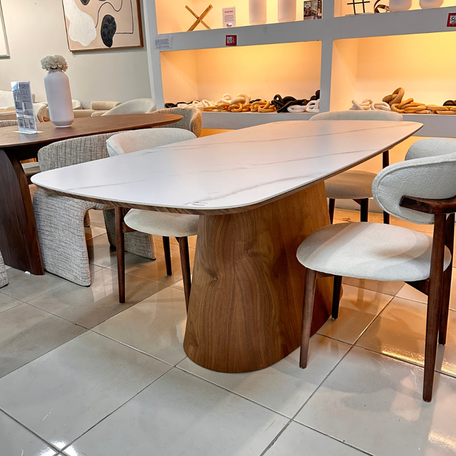 MESA DE COMEDOR WALNUT MARMOLIZADA