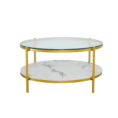 MESA DE CENTRO REDONDA CON VIDRIO